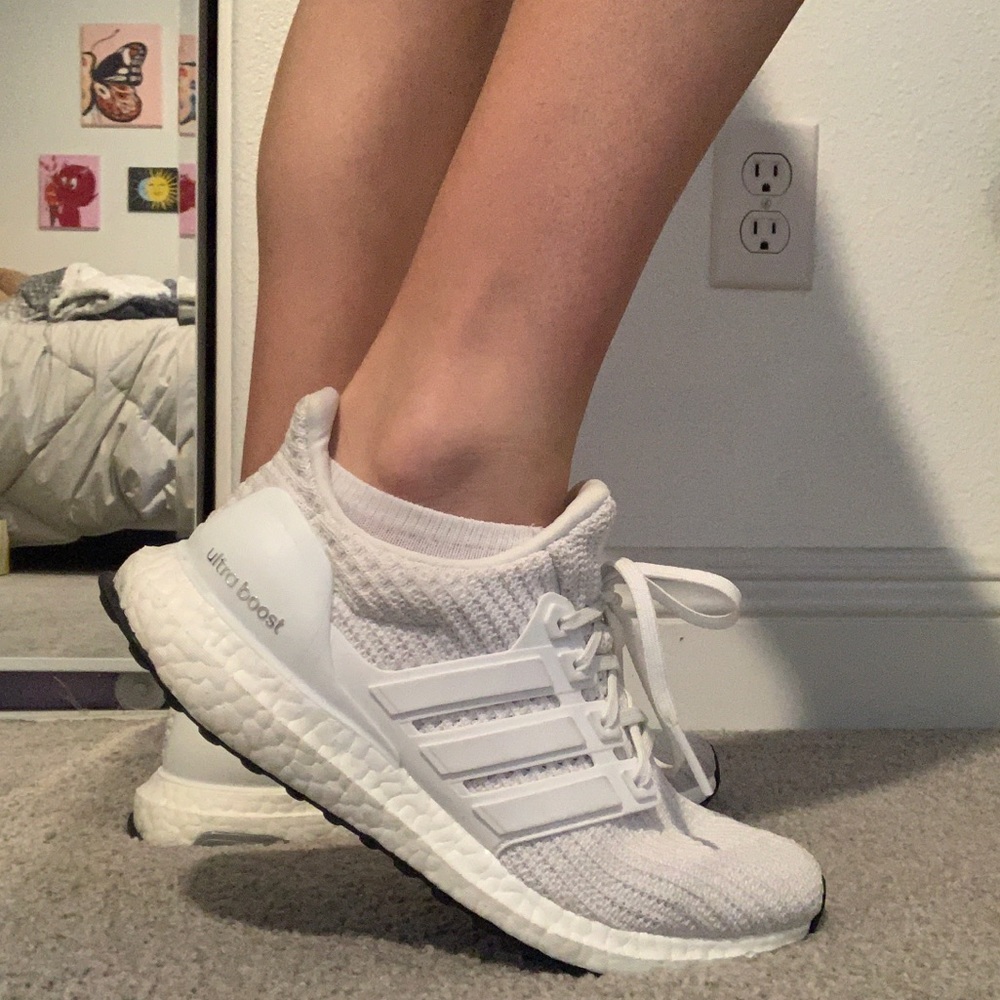 All White Adidas Ultra boost